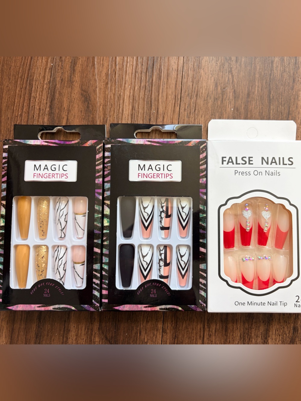 NWT 3 pack Fingertips Press On Nails Assorted Set